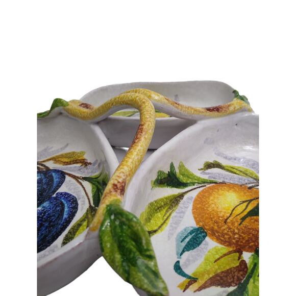 Italian Pottery Fruit Pattern Divided Serving Dish - Picture 3 of 6